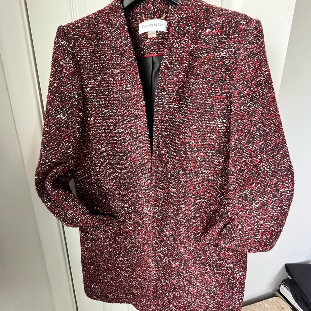 Calvin Klein Women's Red Tweed Jacket